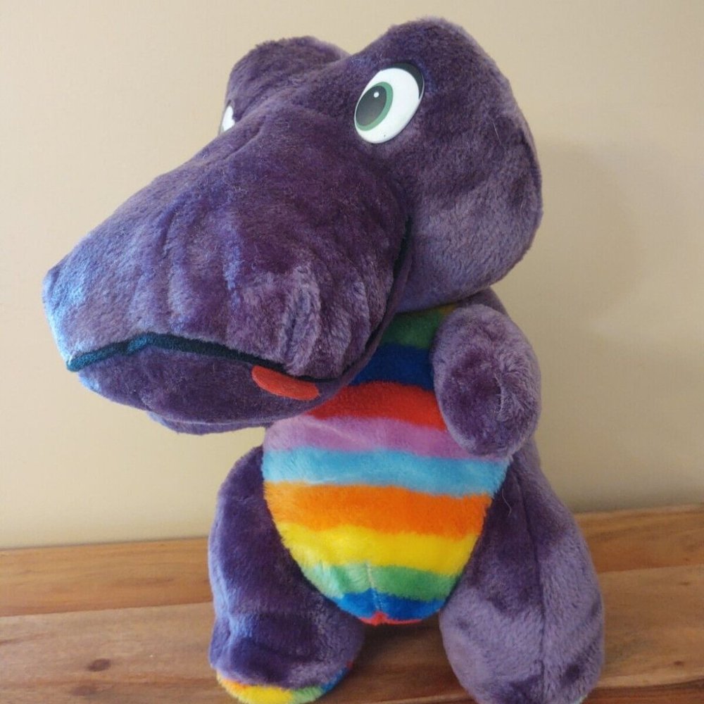 Vintage Superior Toy and Novelty 14" Rainbow Belly Plush Dinosaur